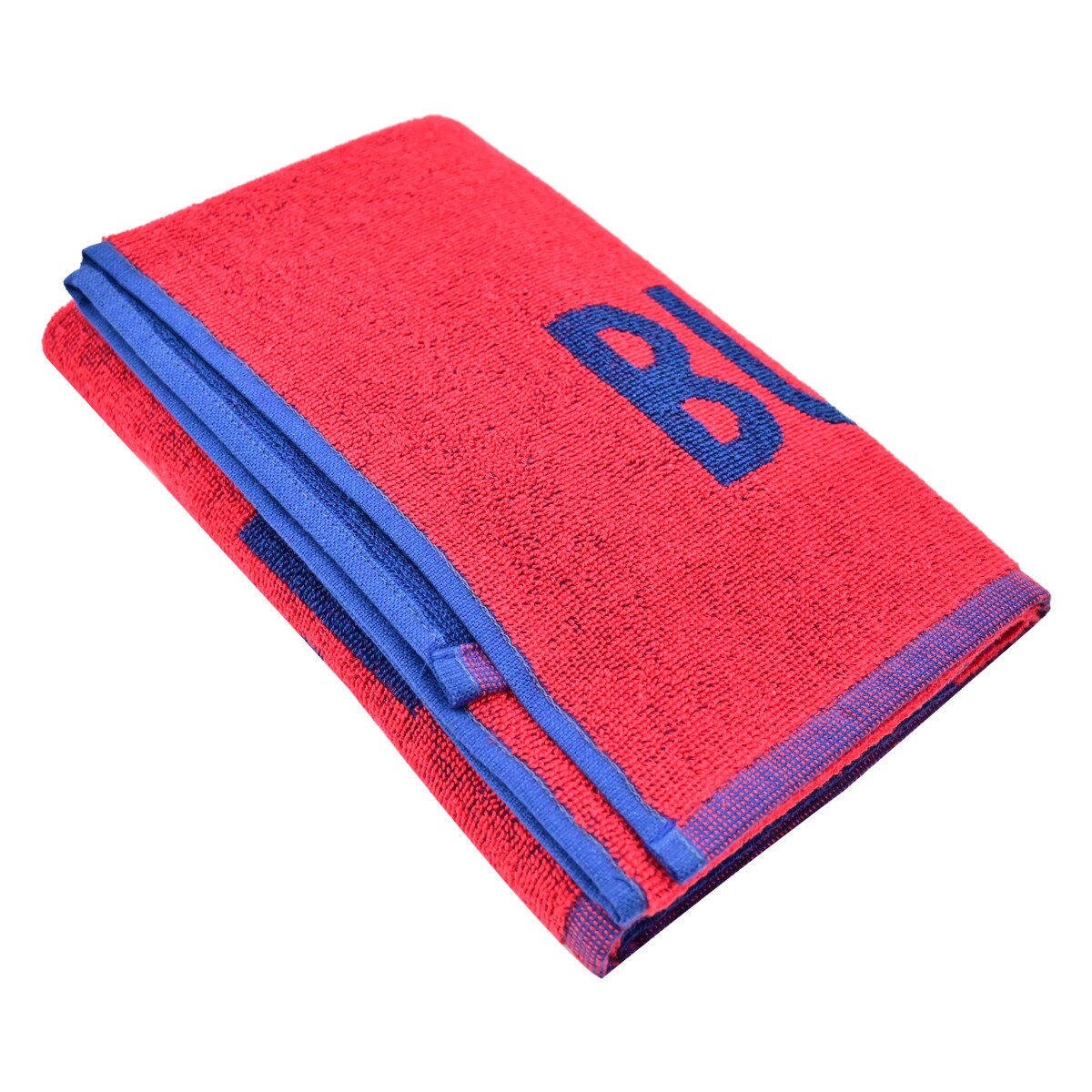 Butterfly Taoru Towel: Diagonal view of red towel
